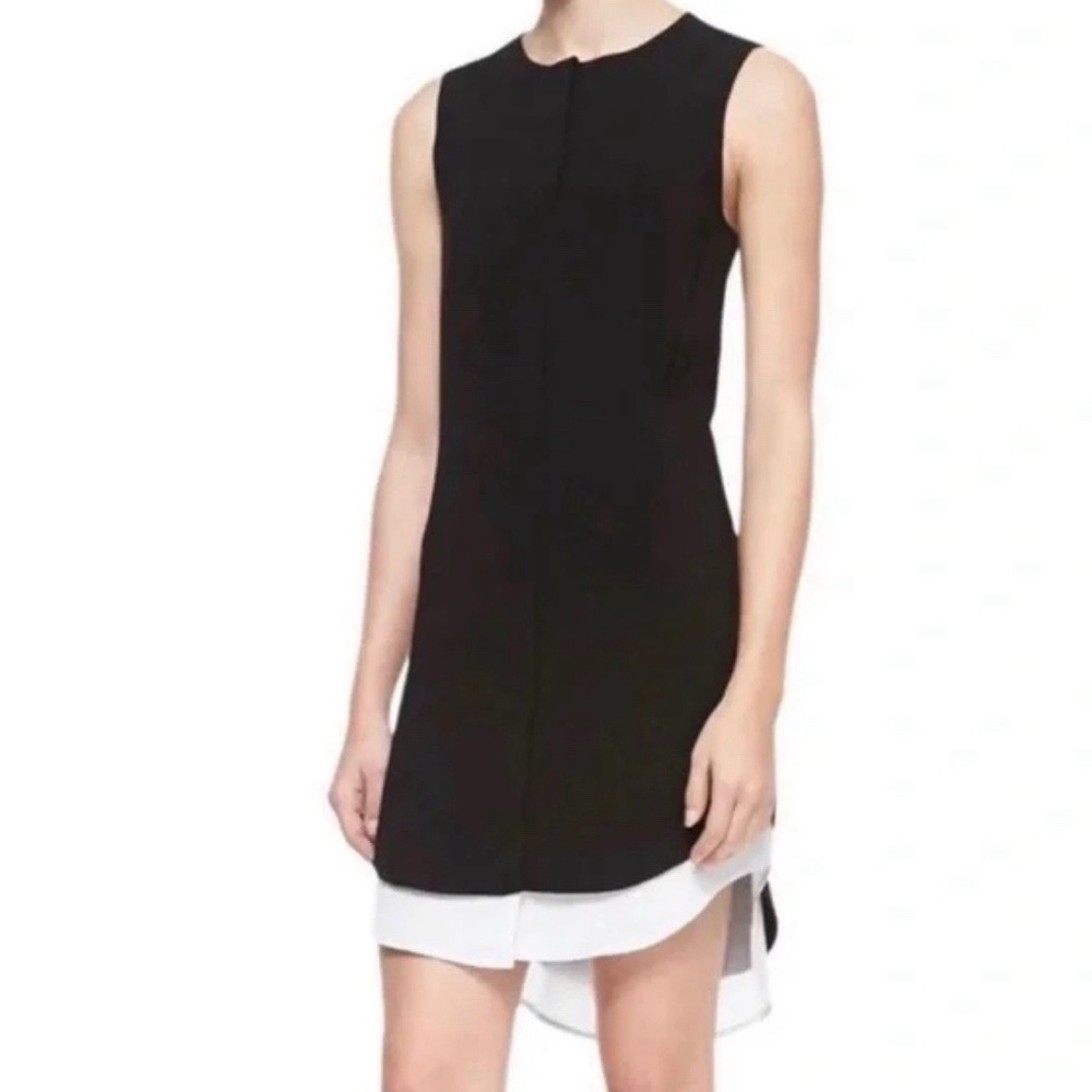 Rag & Bone Silk Sleeveless Shirt Dress Size 4 Hem Layered Button Front Black